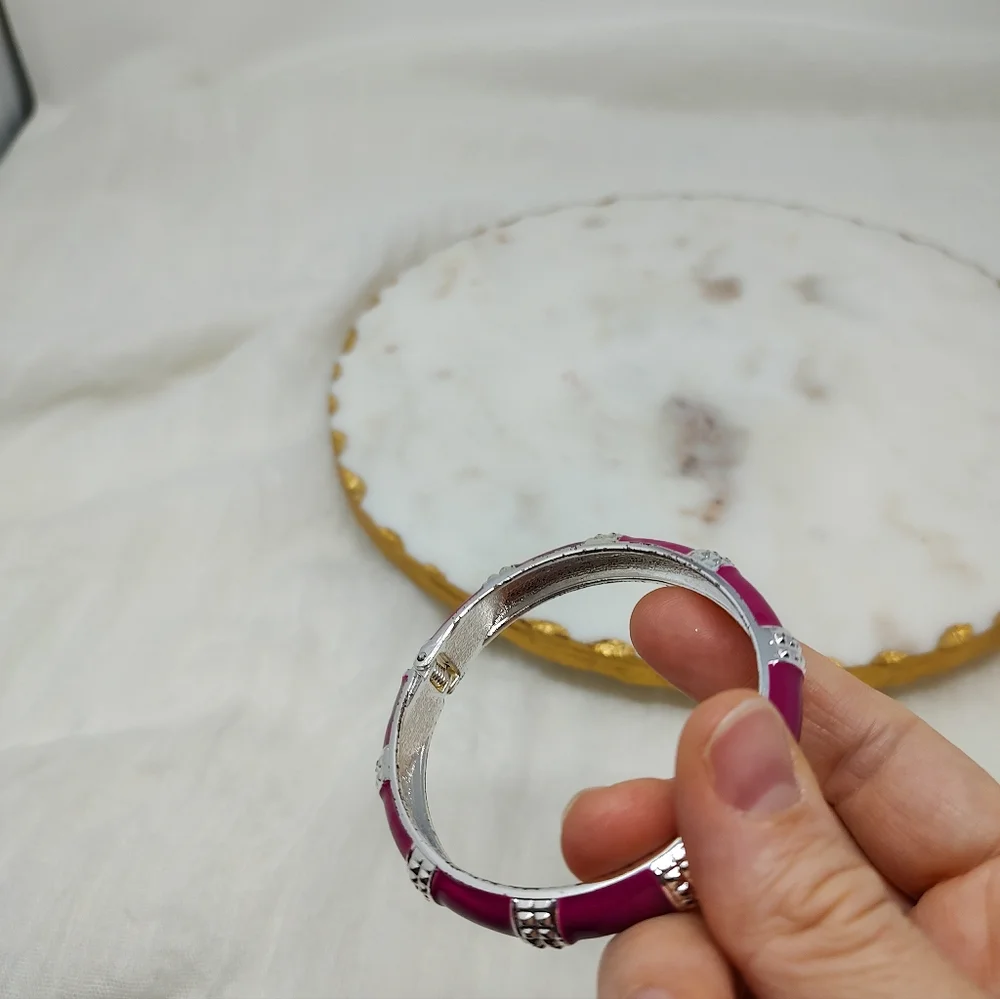 Elegant Silver and Pink Bracelet